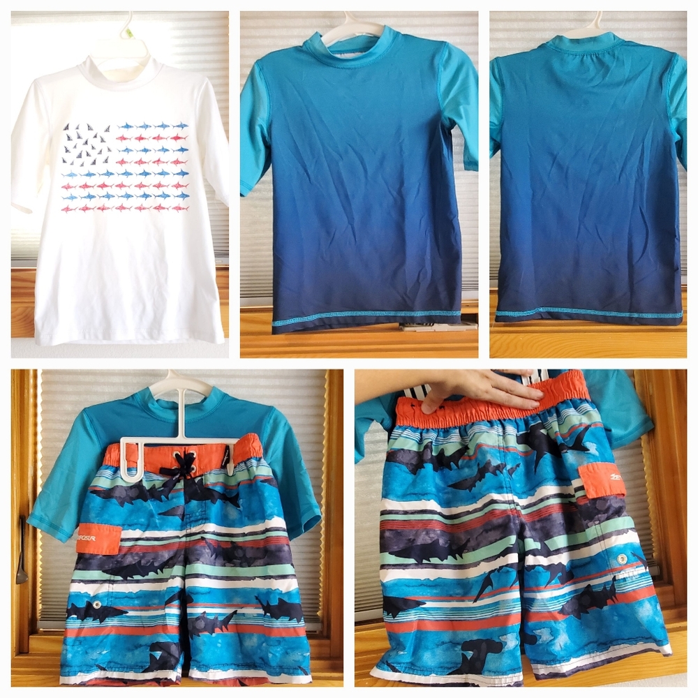 3/$13 EUC Child swim trunk + 2 rash guards